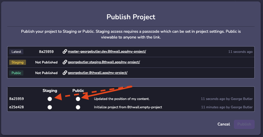 Publish Changes using the Publishing Wizard