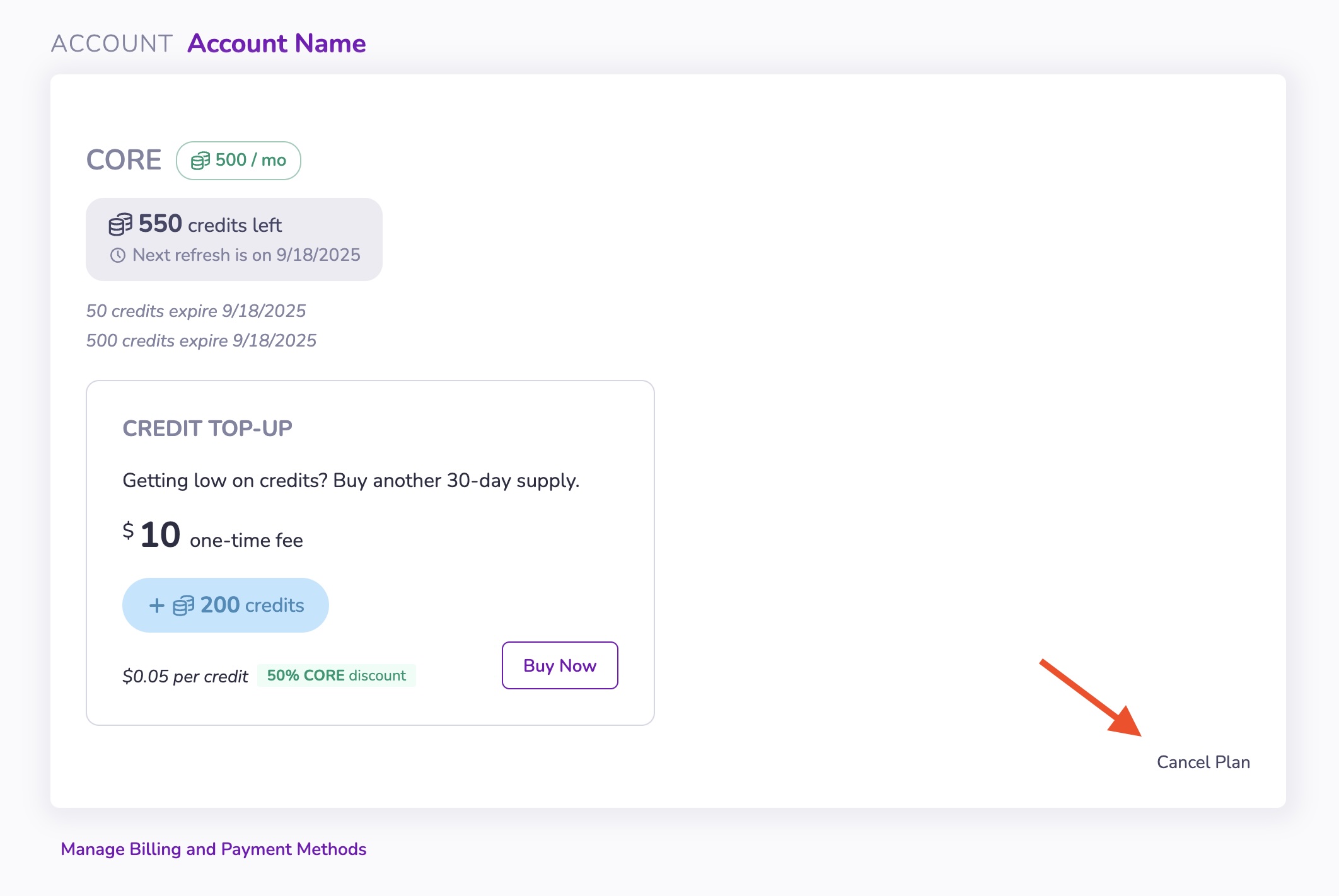 Cancel credit subscription